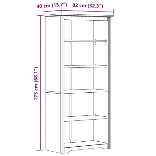 Етажерка за книги BODO бяла 82x40x173 см бор масив 5 нива