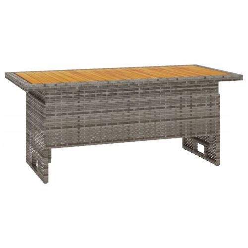 Градинска маса сива 100x50x43/63 см акация масив и полиратан