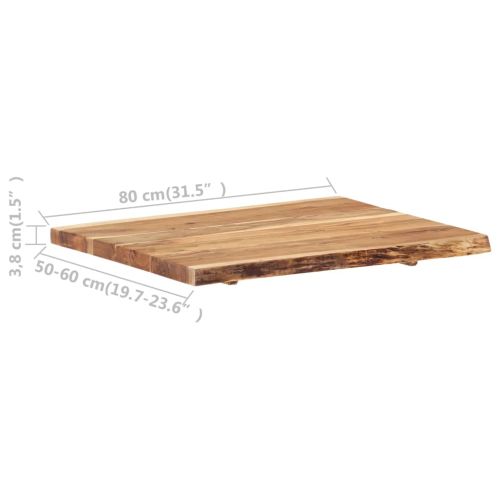 Плот за маса, акациево дърво масив, 80x(50-60)x3,8 cм