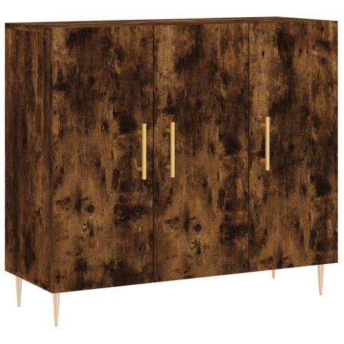 Сайдборд, опушен дъб, 90x34x80 см, инженерно дърво