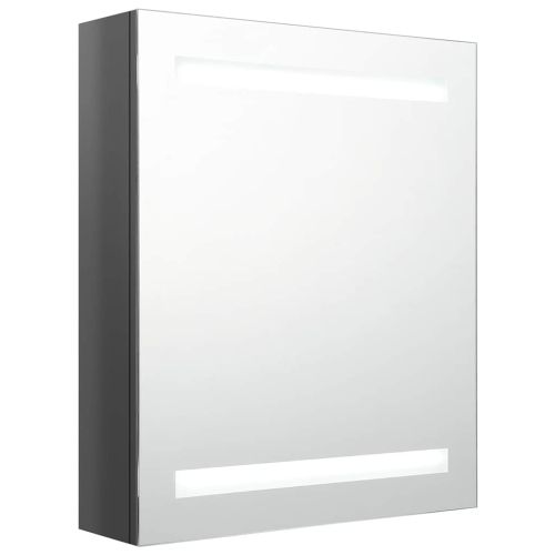 LED шкаф с огледало за баня, сияйно сиво, 50x14x60 см
