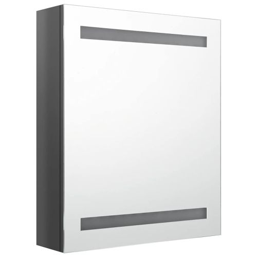 LED шкаф с огледало за баня, сияйно сиво, 50x14x60 см