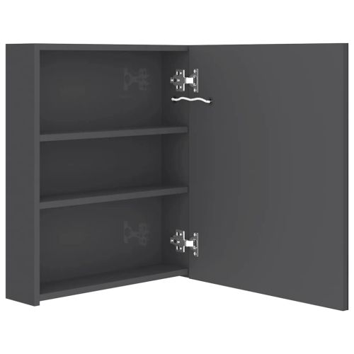 LED шкаф с огледало за баня, сияйно сиво, 50x14x60 см