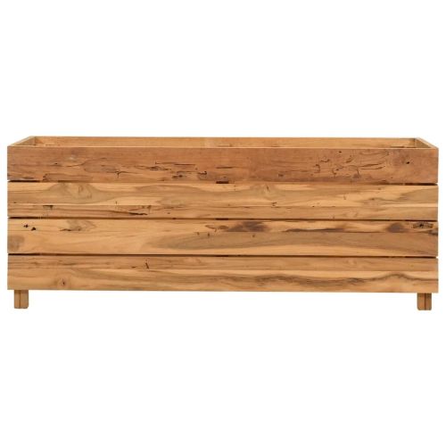 Повдигната леха 100x40x38 см рециклирано тиково дърво и стомана