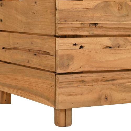 Повдигната леха 100x40x38 см рециклирано тиково дърво и стомана