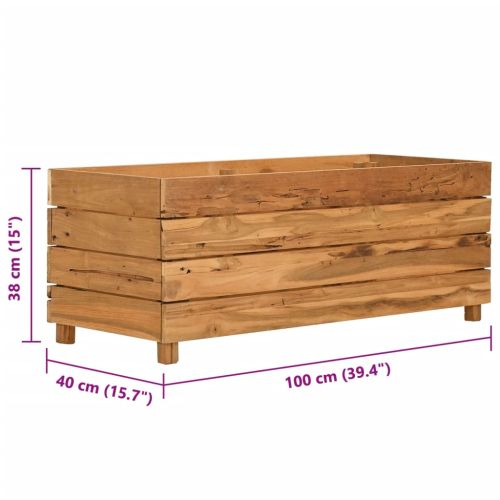 Повдигната леха 100x40x38 см рециклирано тиково дърво и стомана