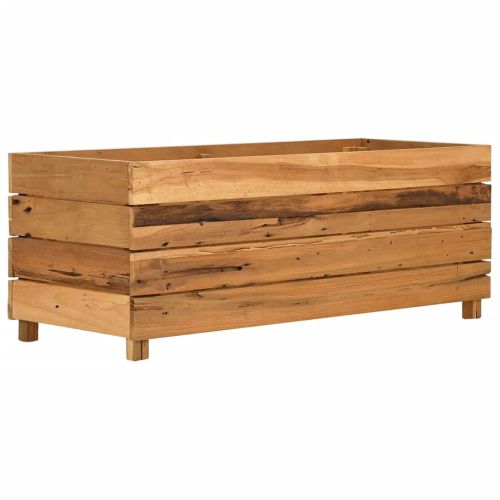 Повдигната леха 100x40x38 см рециклирано тиково дърво и стомана