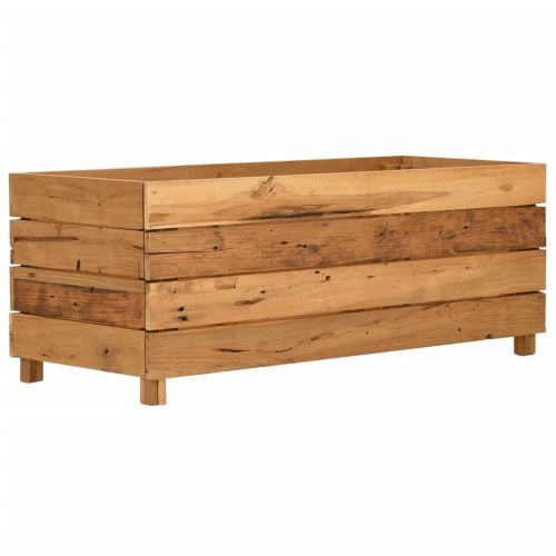 Повдигната леха 100x40x38 см рециклирано тиково дърво и стомана