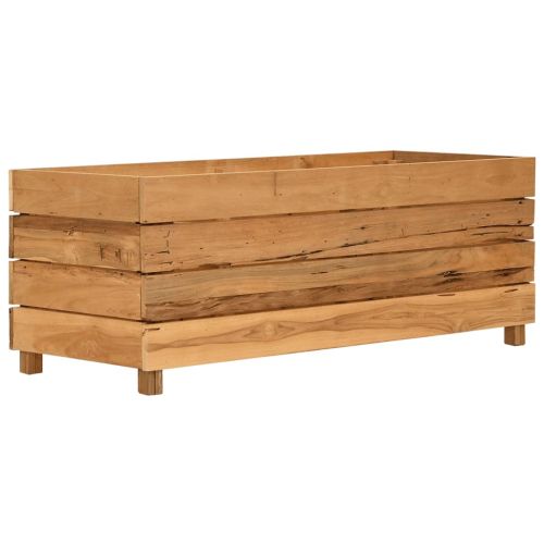 Повдигната леха 100x40x38 см рециклирано тиково дърво и стомана