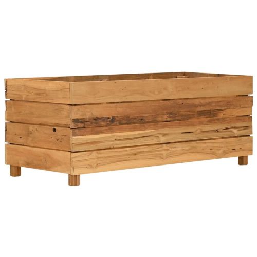 Повдигната леха 100x40x38 см рециклирано тиково дърво и стомана