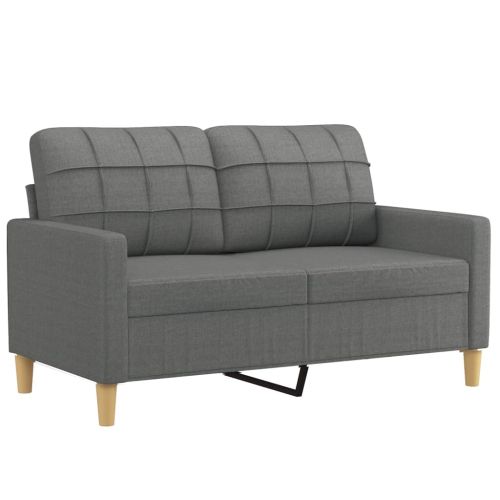 Комплект дивани 3 части с възглавници тъмносив текстил