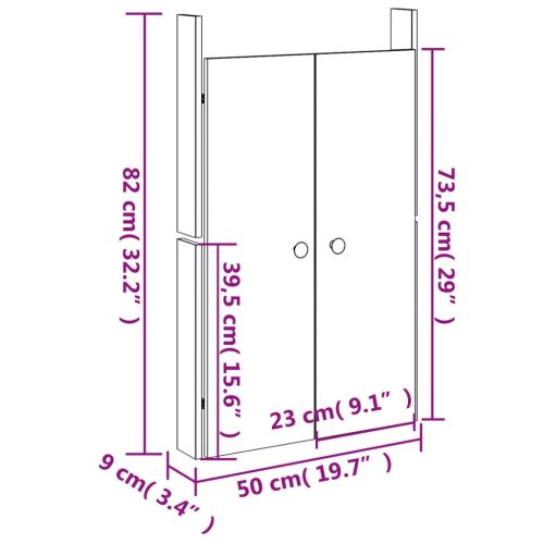 Кухненски вратички за открито, MEPPEL, 2 бр, 50x9x82 см, бор масив