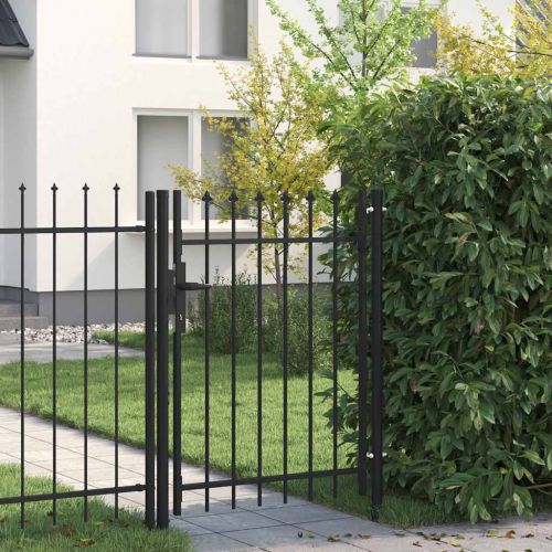 Оградна порта BOXTEL с единична врата с шипове отгоре, стомана, 1x1,2 м, черна