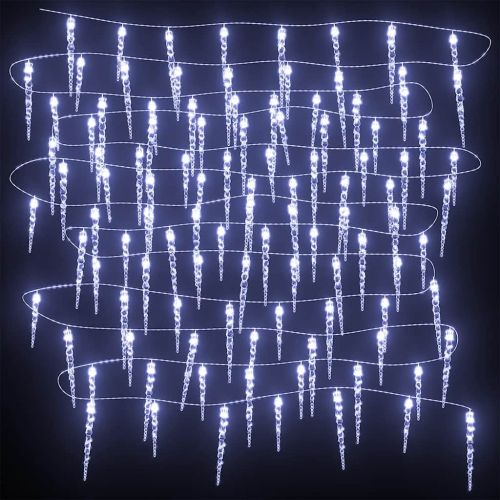 Коледна лампа тип „ледулка“ 200 LED диода, студено бяла, 20 м, акрил, PVC