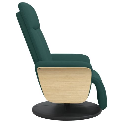 Реклайнер стол с поставка за крака, тъмнозелен, текстил