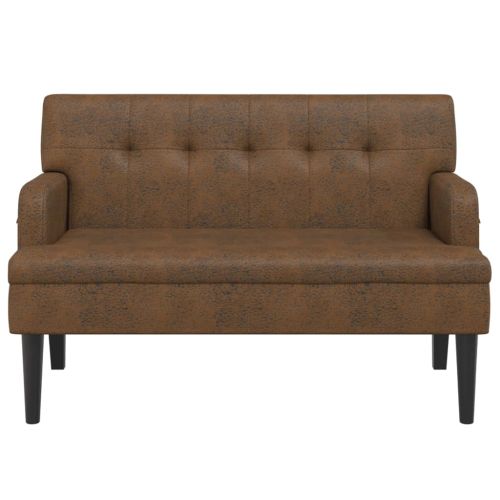 Пейка с облегалка, кафява, 112x65,5x75 см, изкуствен велур