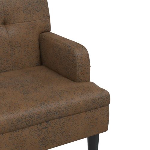 Пейка с облегалка, кафява, 112x65,5x75 см, изкуствен велур