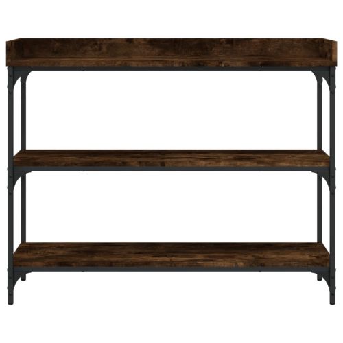 Конзолна маса с рафтове, опушен дъб, 100x30x80 cм