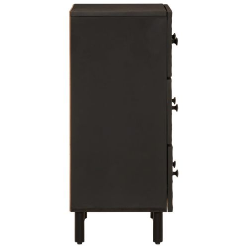 Страничен шкаф, черен, 60x33x75 см, манго масивно дърво