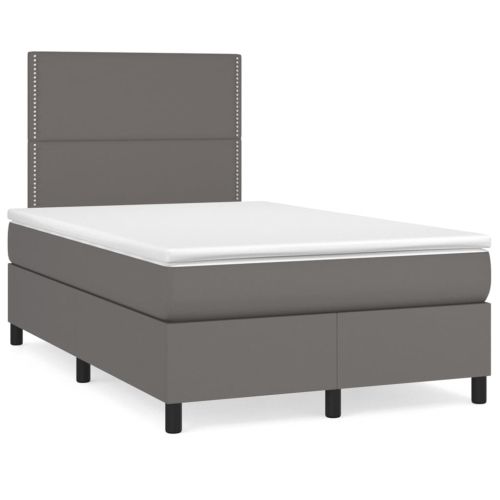 Боксспринг легло с матрак и LED сиво 120x190 см изкуствена кожа