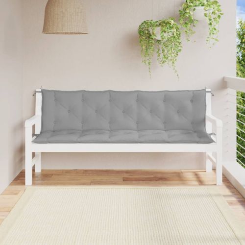 Възглавници за градински пейки 2 бр Сиво 180x50x7 см плат