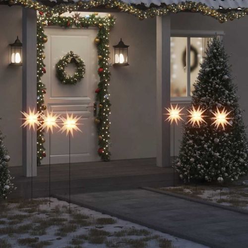 Коледни лампи с шипове, 3 бр, LED, сгъваеми,бяла, 35 см