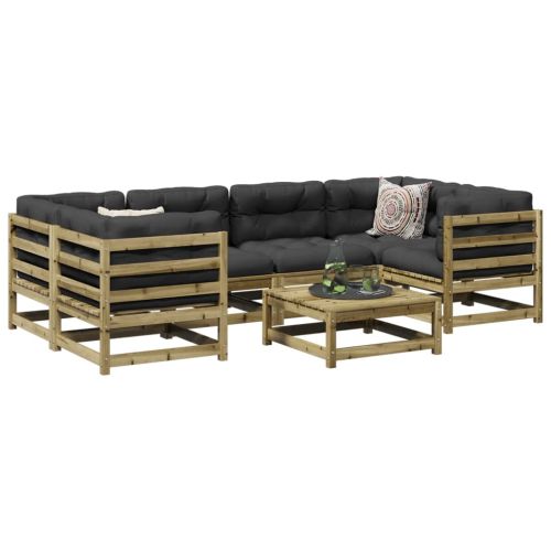 Градински комплект диван от 7 части, импрегниран бор