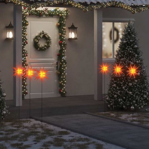 Коледни лампи с шипове, 3 бр, LED, сгъваеми, червени, 35 см