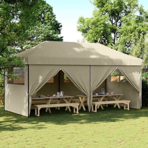 Сгъваема парти шатра pop-up с 4 странични стени таупе