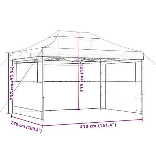 Сгъваема парти шатра pop-up с 3 странични стени черна
