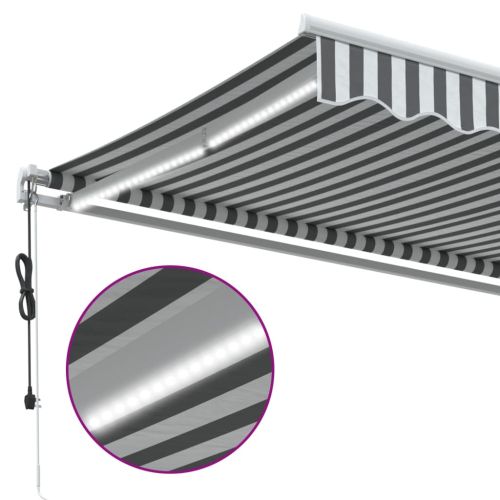 Автоматично прибираща се тента с LED антрацит и бял 350x250 см