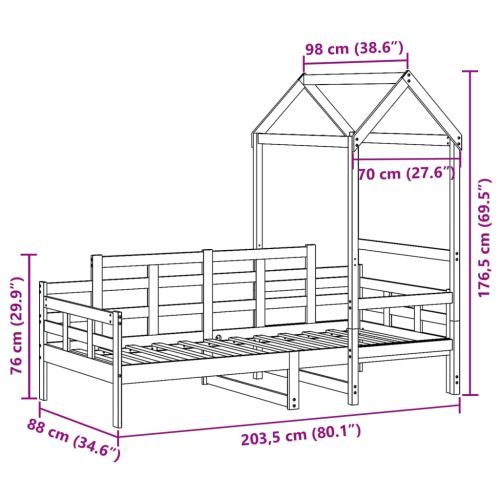 Дневно легло с покрив без матрак 80x200 cm Масивна дървесина