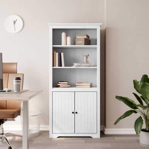 Етажерка за книги BODO бяла 82x40x173 см бор масив