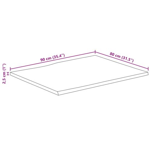 Плот за маса, жив ръб, 90x80x2,5 см, масивно дърво грубо манго