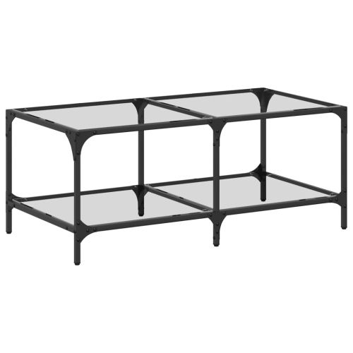 Маса за кафе с прозрачен стъклен плот 98,5x50x40 см стомана