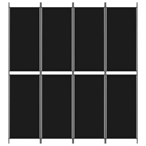 Параван за стая, 4 панела, черен, 200x220 cм, плат
