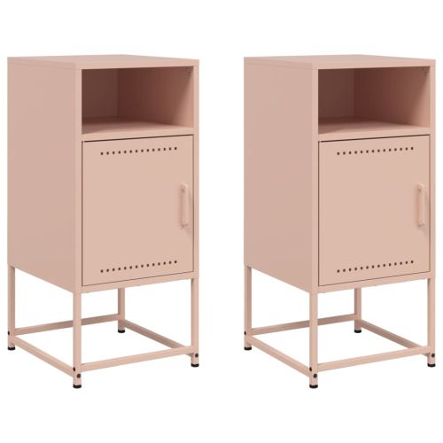 Нощни шкафчета 2 бр розов 36x39x78 см стомана