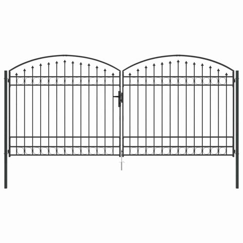 Врата за ограда ASSEN 401 x 224,5 см Стомана Сив С ключалка