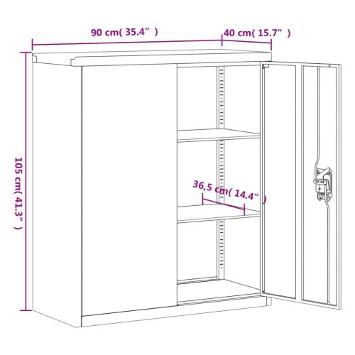 Шкаф за папки черен 90x40x105 см стомана