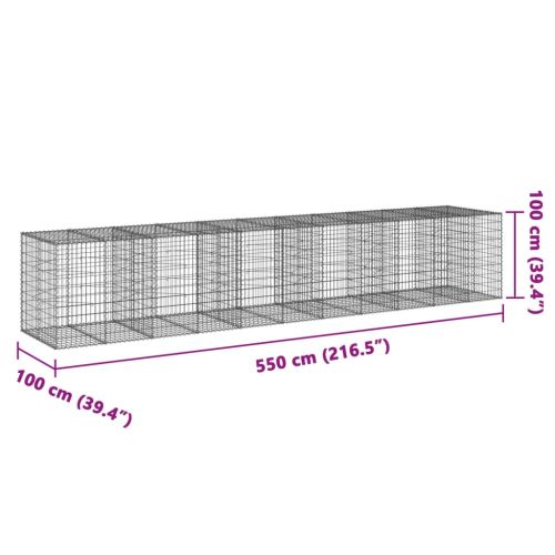 Габионна кошница с покритие, 550x100x100 см, поцинковано желязо