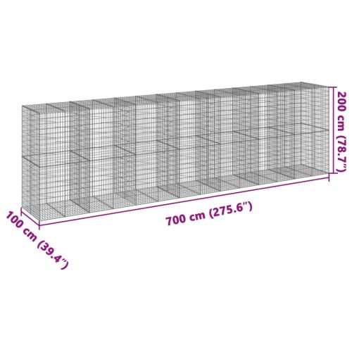 Габионна кошница с покритие, 700x100x200 см, поцинковано желязо