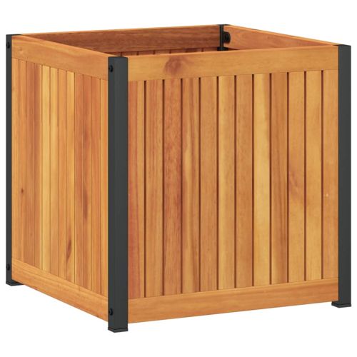 Градинска кашпа 45x45x44 см масивна акация и стомана
