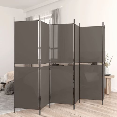 Параван за стая, 6 панела, антрацит, 300x220 cм, текстил