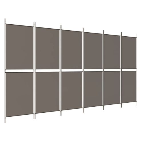 Параван за стая, 6 панела, антрацит, 300x220 cм, текстил