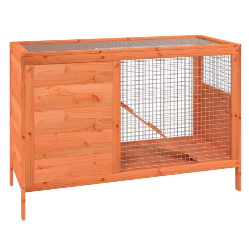 Клетка за зайци кафява 103x44x69,5 см борово дърво масив