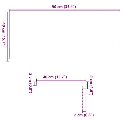 Прозоречни первази, 2 бр, 90x40x2 см, необработен масивен дъб