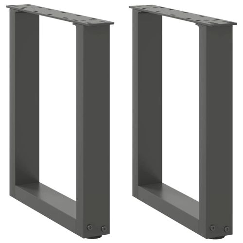 Крака за масичка за кафе, U-образни, 2 бр., антрацит, 28 x (42-43) см, стомана