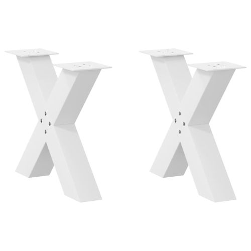 Крака за масичка за кафе, X-образни, 2 бр., бели, 60 x (42-43) см, стомана