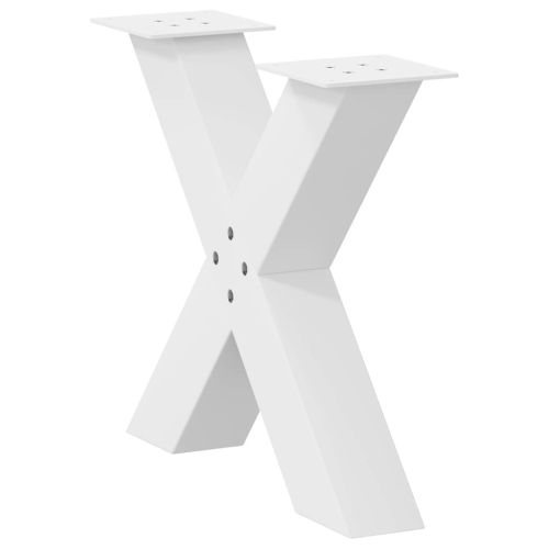 Крака за масичка за кафе, X-образни, 2 бр., бели, 60 x (42-43) см, стомана