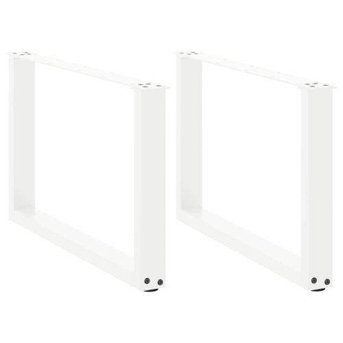 Крака за масичка за кафе, U-образни, 2 бр., бели, 70 x (42-43) см, стомана